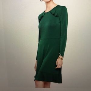 Green Ann Taylor dress with pretty ruffle details
